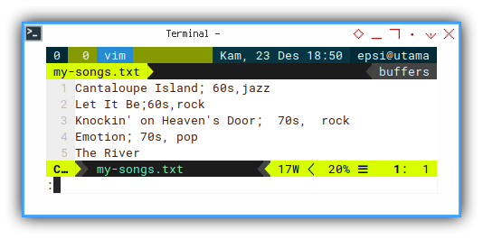 AWK: The Songs Record in CSV like Text File