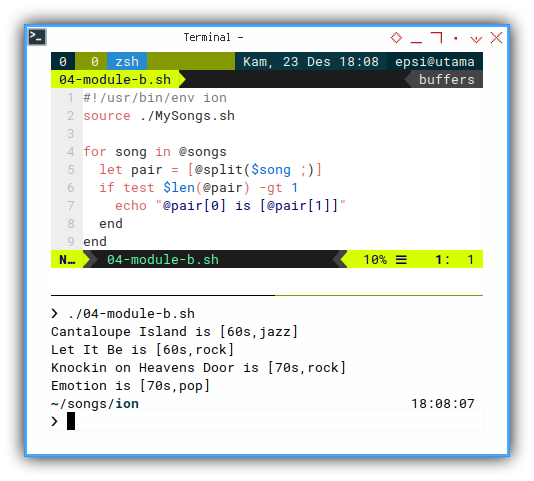 Ion Shell: Using Songs Module