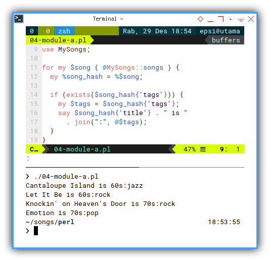 Perl: Using Songs Module