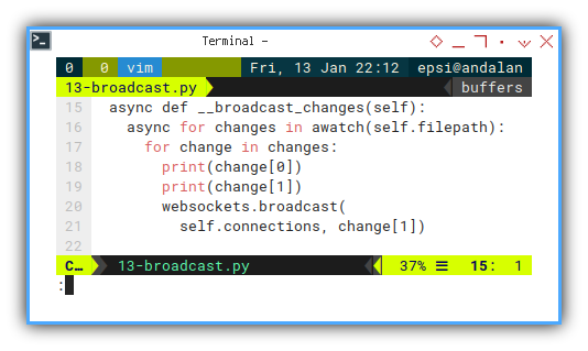 Python: Broadcast: Changes