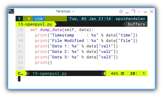 Python: Reading Excel Cells: Dump Data