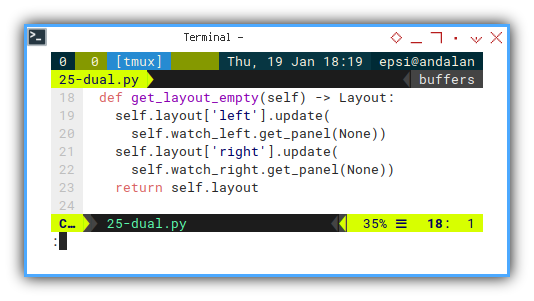 Python: Dual Panel: Empty Layout
