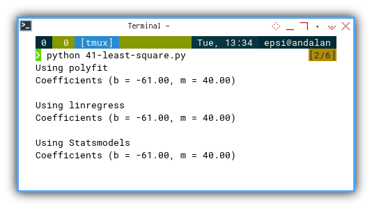 Python: Built-In: Least Square: Output Result