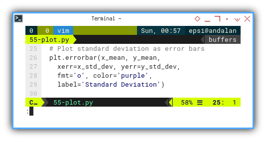 Python: Visualization: Statistical Properties: Errorbar: Standard Deviation
