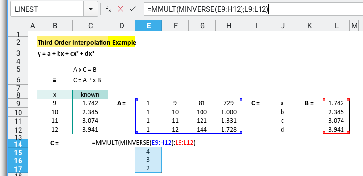 Polynomial: Worksheet: Cubic: Matrix Formula