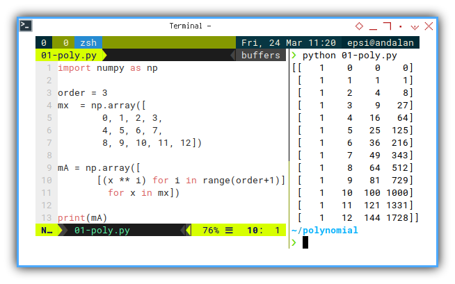 Polynomial: Python: Setup Matrix A