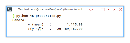 Python: Manual Calculation Result: Statistical Properties: General