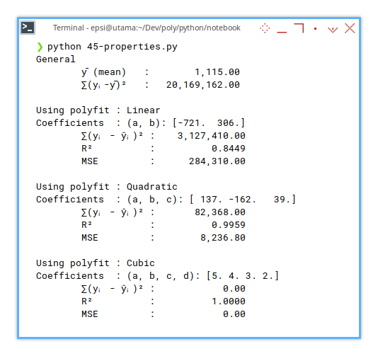 Python: Manual Calculation Result: Statistical Properties: Mean Squared Error