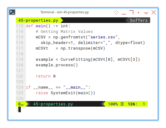 Python: Statistical Properties: Entry Point: Main