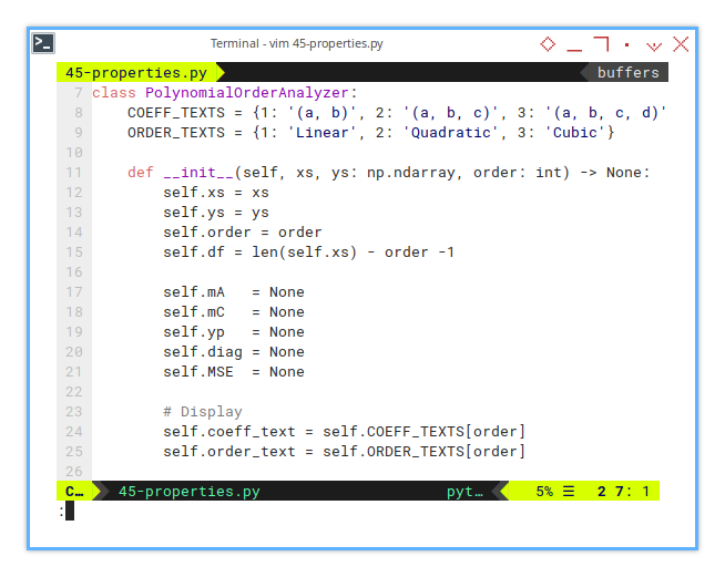 Python: Polynomial Order Analyzer: Initialization
