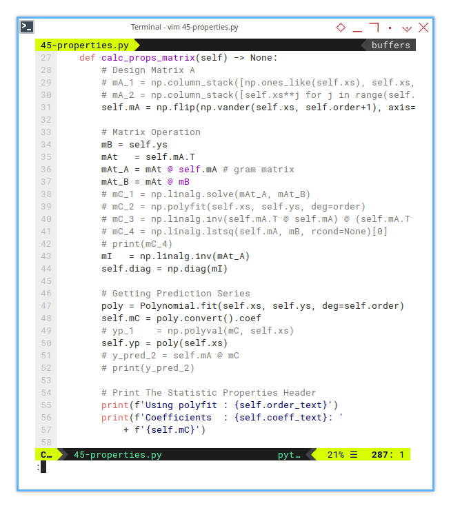 Python: Polynomial Order Analyzer: Matrix Properties