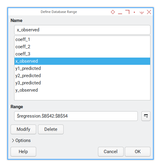 Trend: Worksheet: Polynomial Regression: Named Range