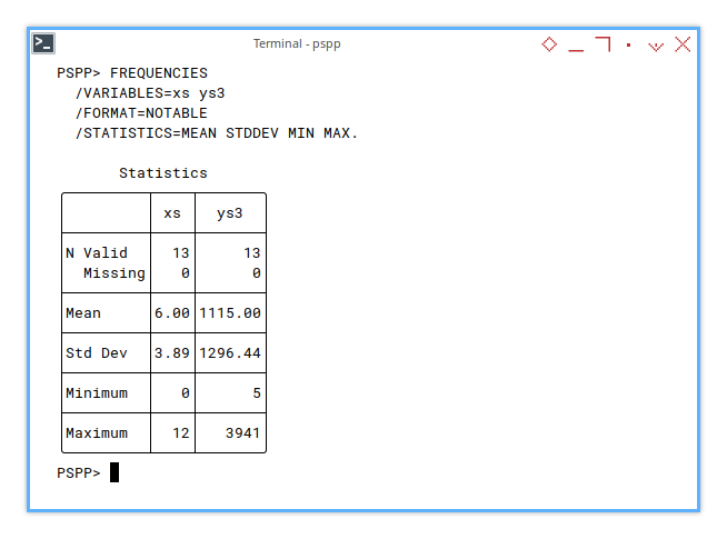 PSPP Shell: Statistic Properties