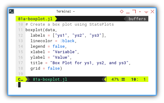 Julia: Statistic Properties: StatsPlot: Box Plot