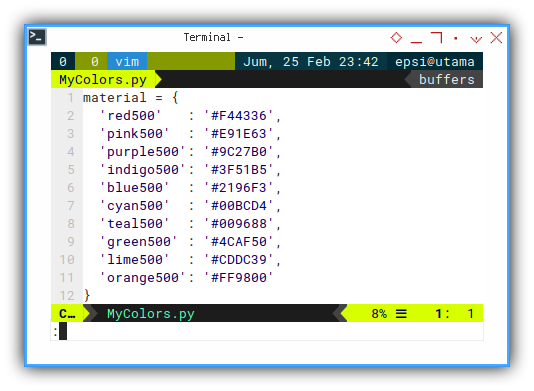 ViM: Python: Material Colors