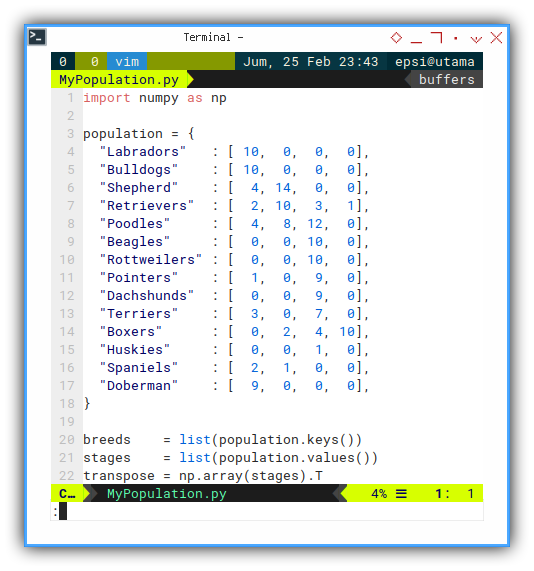 ViM: Python: Data Structure